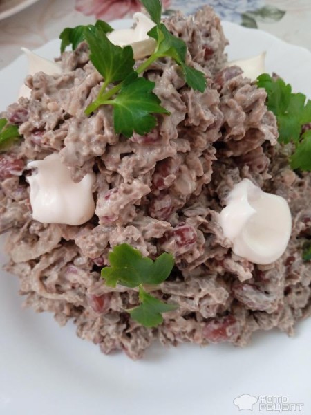 Рецепт: Салат из свиной печени - Вкусный и сытный салат " Джаз"