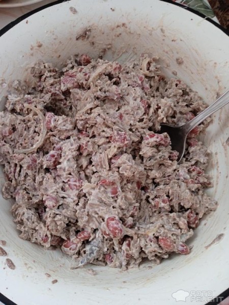 Рецепт: Салат из свиной печени - Вкусный и сытный салат " Джаз"